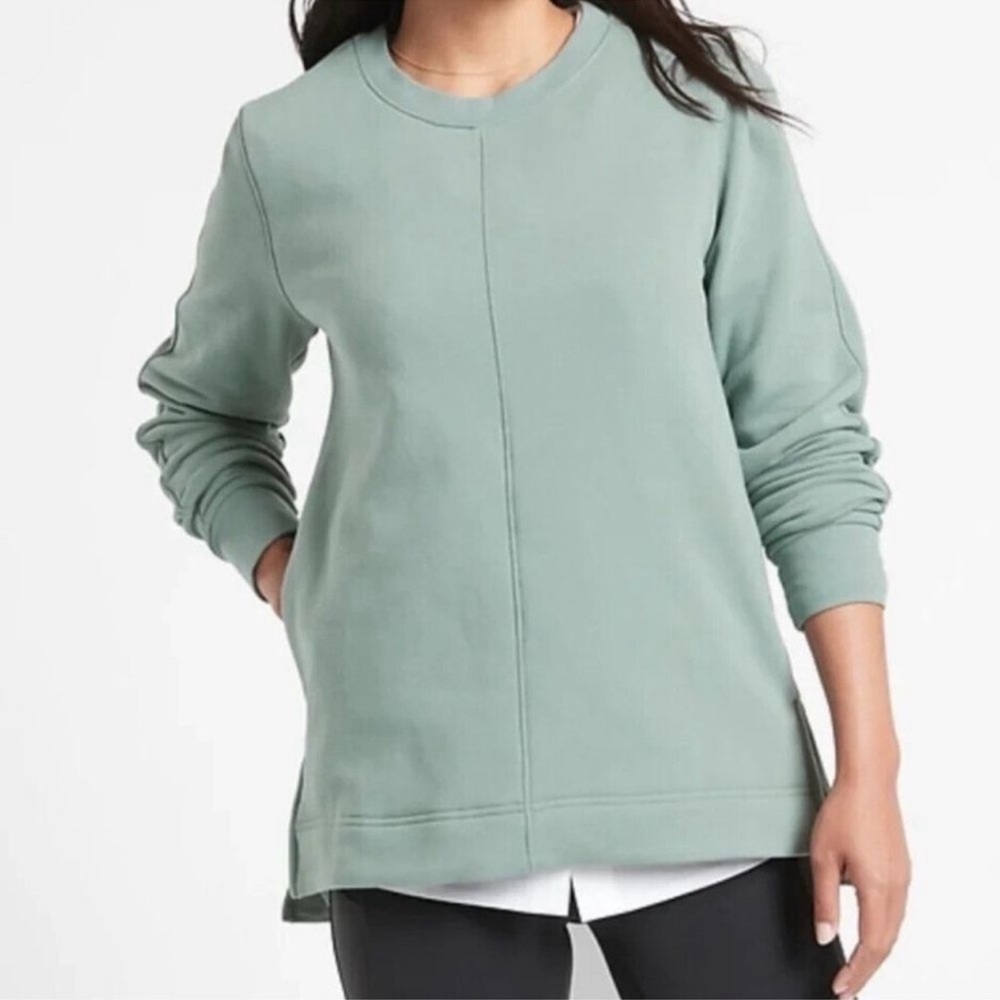 Athleta Retroplush Crewneck Sweatshirt Minimalistic Grey Sage (Size Small)